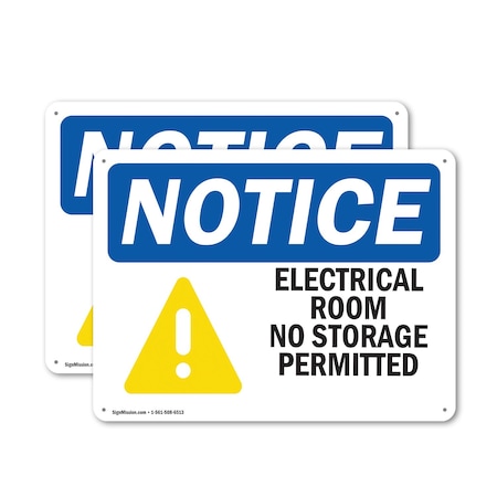 Signmission Electrical Room No Storage Permitted, 14 in W x Rectangle, Plastic OS-2PACK-NS-P-1014-L-15566
